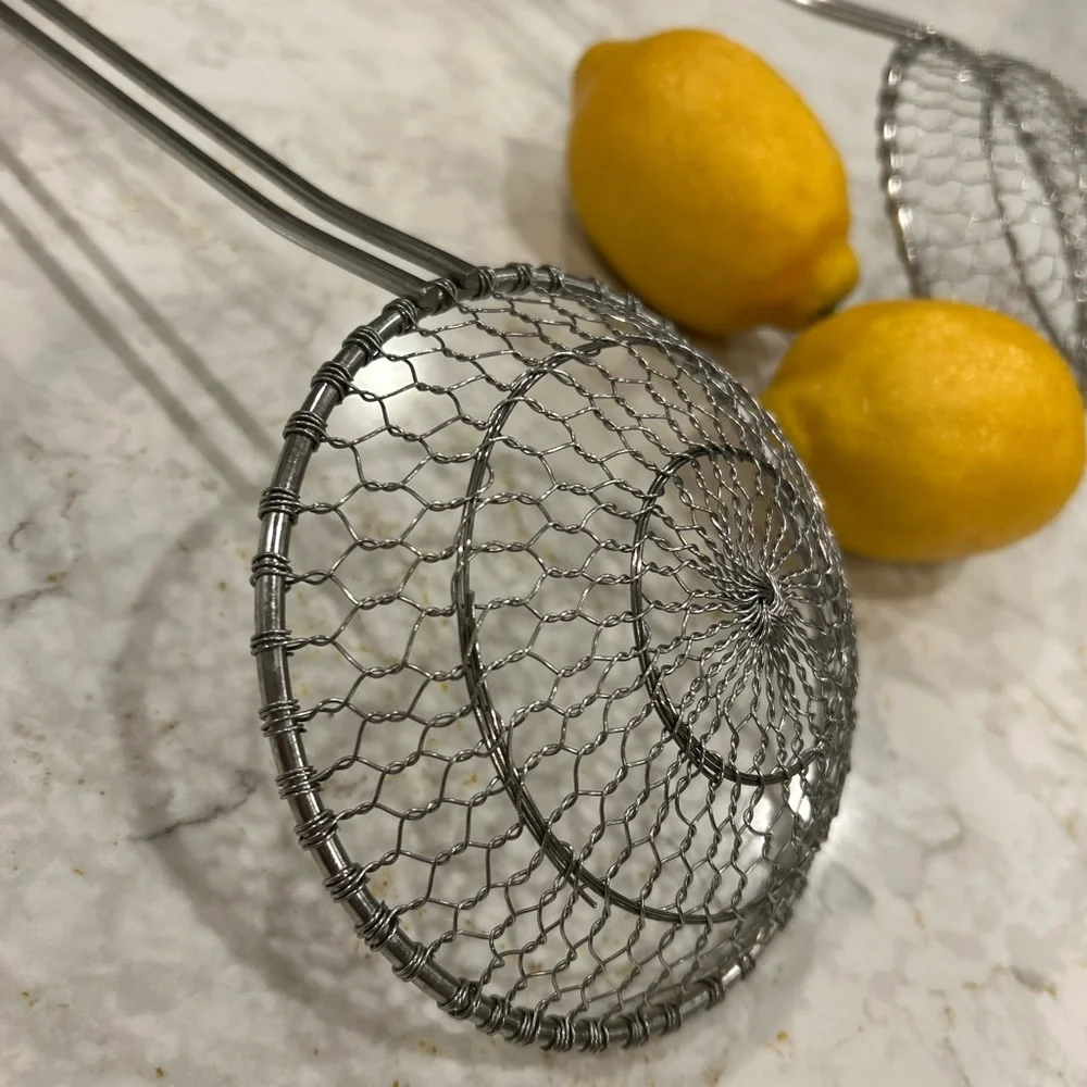 2 Stainless Steel restaurant quality Deep Frying Ladles Professional rust proof
